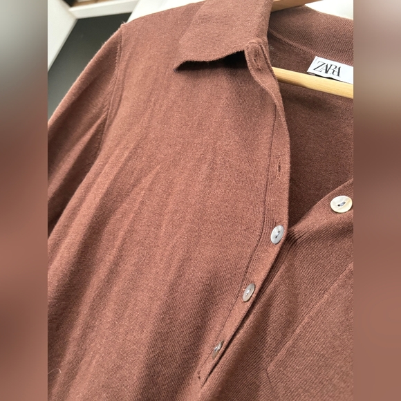Zara Chocolate Brown Polo Sweater - Picture 2 of 3